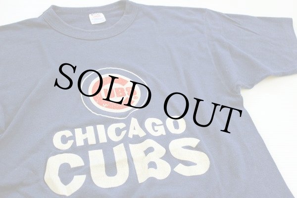 80s USA製 Championチャンピオン MLB CHICAGO CUBS Tシャツ 青 L