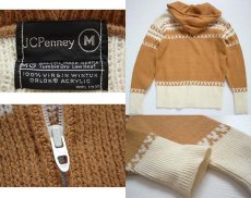 画像3: 70s JCPenney ツートン アクリルニット ジップパーカー M (3)