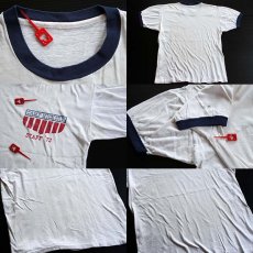 画像3: 70s CAMP HICKORY 染み込みプリント コットン リンガーTシャツ (3)