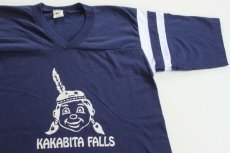 画像1: 80s Velva Sheen KAKABITA FALLS フットボールTシャツ 紺 M (1)