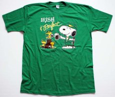 画像2: 80s USA製 ARTEX スヌーピー IRISH Tシャツ 緑 L (2)