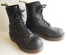 画像1: 英国製 DR.MARTENSドクターマーチン キャップトゥ 10ホールブーツ 黒 UK8★クレイジーボム (1)