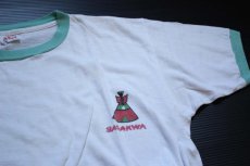 画像1: 60s HANESPORT SASAKWA 染み込みプリント コットン リンガーTシャツ XL (1)