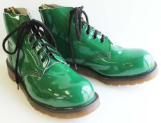 画像1: 英国製 DR.MARTENSドクターマーチン 6ホールブーツ パテント 緑 UK7 (1)