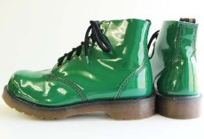 画像2: 英国製 DR.MARTENSドクターマーチン 6ホールブーツ パテント 緑 UK7 (2)