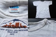 画像3: 70s USA製 Championチャンピオン 染み込みプリント Tシャツ 白 L (3)