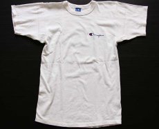 画像2: 90s USA製 Championチャンピオン スクリプト ビッグロゴ コットンTシャツ 白 M (2)