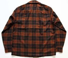 画像2: 70s PENDLETONペンドルトン チェック ウール オープンカラーシャツ M (2)