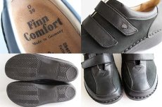 画像3: ドイツ製 Finn Comfort ベルクロ ヌバック×レザーシューズ 黒 39  (3)