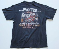 画像1: 80s USA製 Hanes HARLEY-DAVIDSON ハーレー ダビッドソン STURGISスタージス コットンTシャツ 炭黒 L (1)