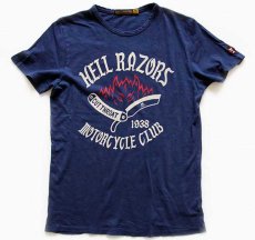 画像2: USA製 Johnson Motorsジョンソンモータース HELL RAZORS コットンTシャツ 紺 M (2)