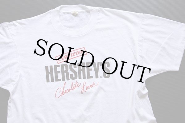 80s USA製 HERSHEY'Sハーシーズ チョコレート ロゴ Tシャツ 白 XL
