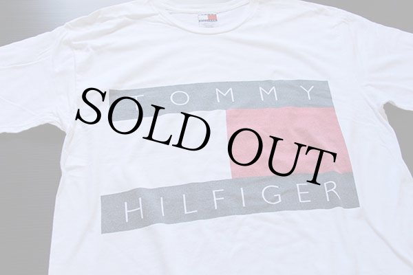 00s TOMMY HILFIGERトミーヒルフィガー ビッグロゴ コットンTシャツ 白