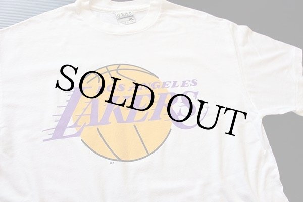 90s USA製 LOS ANGELES LAKERSレイカーズ ロゴ コットンTシャツ 白 XL