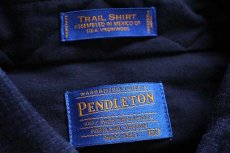 画像4: デッドストック★PENDLETONペンドルトン オンブレチェック エルボーパッチ付き ウールシャツ 紺×黒 XL (4)