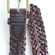 画像3: BROOKS BROTHERSブルックスブラザーズ 編み込み レザーベルト 焦げ茶 34★1246 (3)