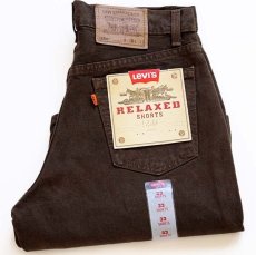 画像1: デッドストック★90s USA製 Levi'sリーバイス 550 RELAXED FIT カラーデニム ショートパンツ 後染め 茶 w33★ショーツ (1)