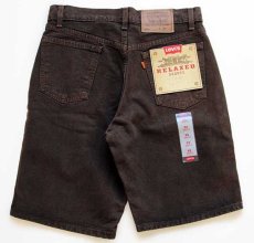 画像3: デッドストック★90s USA製 Levi'sリーバイス 550 RELAXED FIT カラーデニム ショートパンツ 後染め 茶 w33★ショーツ (3)