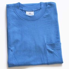 画像1: デッドストック★80s USA製 SEARS 無地 コットン ポケットTシャツ 水色 M (1)