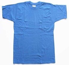 画像3: デッドストック★80s USA製 SEARS 無地 コットン ポケットTシャツ 水色 M (3)