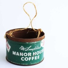 画像2: ビンテージ MANOR HOUSE COFFEE コーヒー缶 麻紐★ジャンク (2)