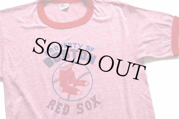 80s BOSTON RED SOX レッドソックス 染み込みプリント リンガーTシャツ ...