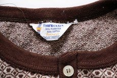 画像4: 70s Penneys TOWNCRAFT 総柄 ヘンリーネック ジャガード Tシャツ 茶 L (4)