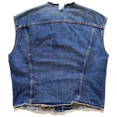 画像2: 60s LEVI'Sリーバイス 70505 BIGE ノーカラー カットオフ デニムベスト カスタム (2)