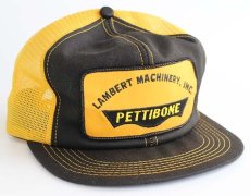 画像1: 80s PETTIBONE ロゴ パッチ付き ツートン 切り替え メッシュキャップ 黒×黄 (1)