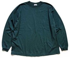 画像1: 90s USA製 BASIC EDITIONS 長袖Tシャツ 杢グリーン XL (1)