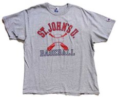 画像2: 90s USA製 Championチャンピオン ST.JOHN'S U. BASEBALL Tシャツ 杢グレー XL (2)