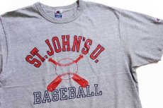 画像1: 90s USA製 Championチャンピオン ST.JOHN'S U. BASEBALL Tシャツ 杢グレー XL (1)