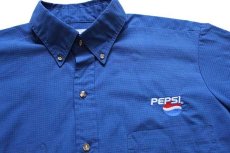 画像3: USA製 RIVERSIDE PEPSI ペプシ コーラ ロゴ刺繍 チェック ボタンダウン 半袖 ワークシャツ 16 (3)