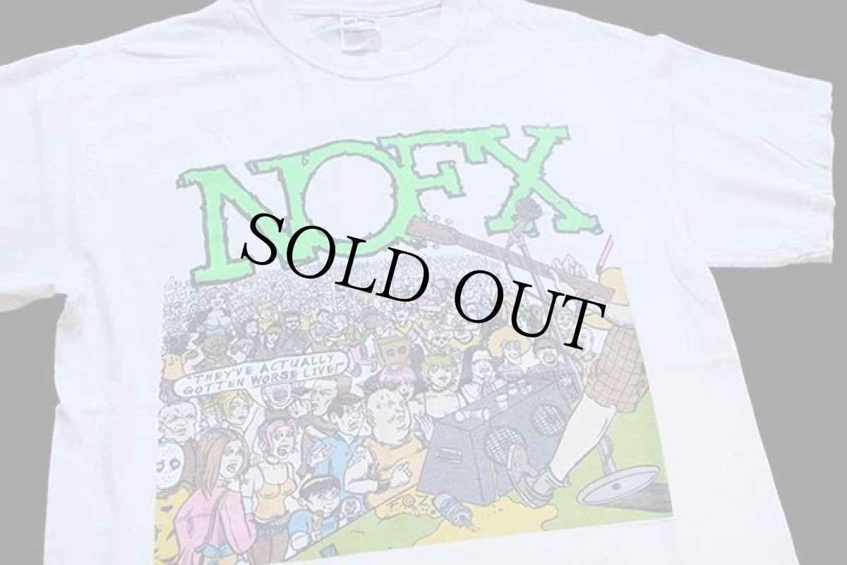 画像1: 00s NOFX コットン バンドTシャツ 白 M (1)