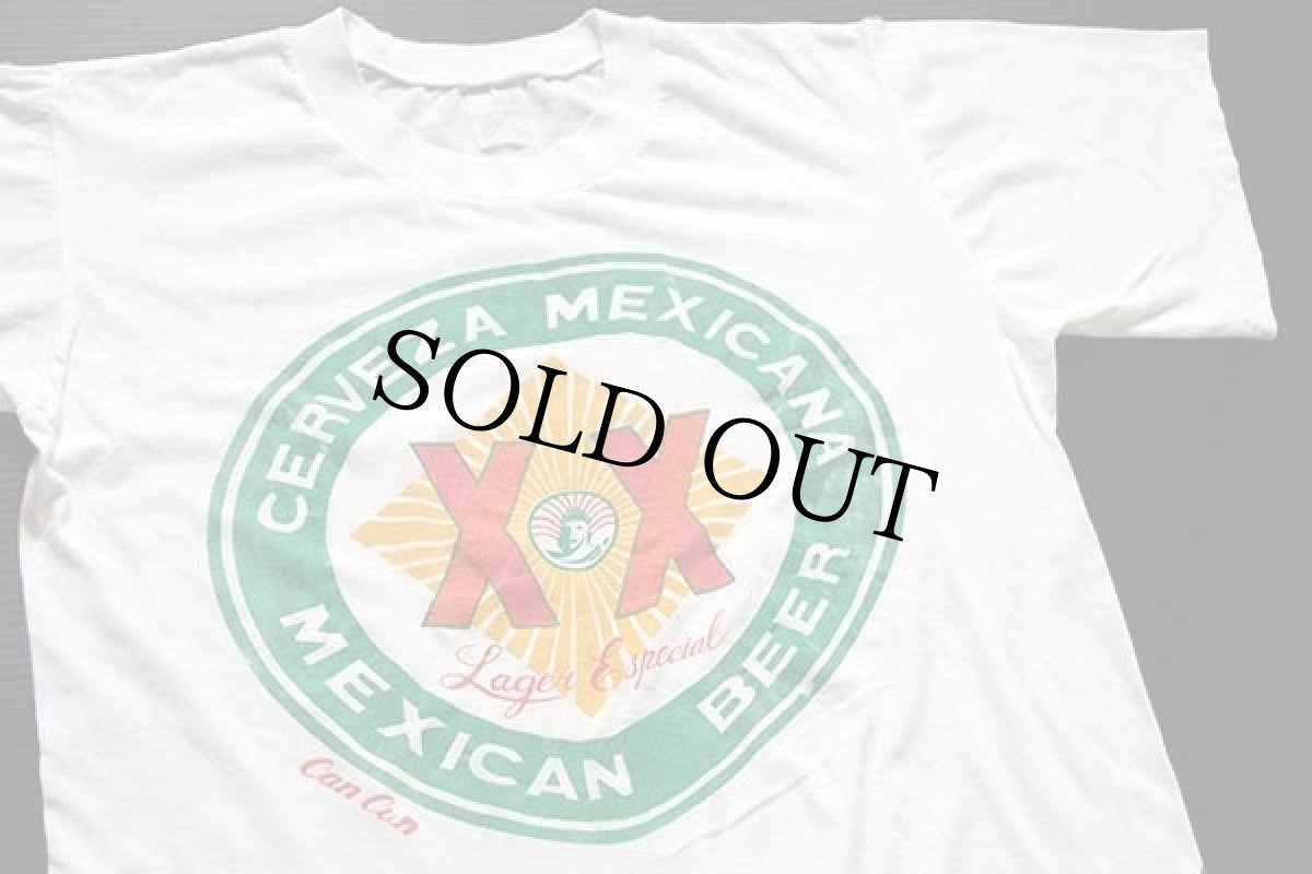 画像1: 80s メキシコ製 CERVEZA MEXICANA MEXICAN BEER コットンTシャツ 白 L (1)