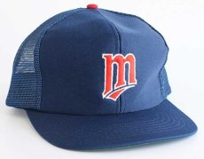 画像1: 80s MLB Minnesota Twins ロゴ刺繍 ベースボール メッシュキャップ 紺×赤 S/M (1)