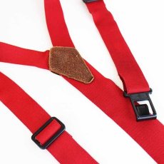 画像1: 90s USA製 Dickiesディッキーズ Perry Suspenders 無地 フック式 サスペンダー 赤★216 (1)