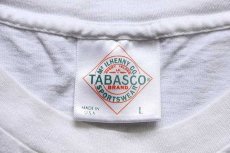 画像4: 90s USA製 TABASCO PEPPER SAUCE タバスコ ロゴ 両面プリント コットンTシャツ 白 L (4)