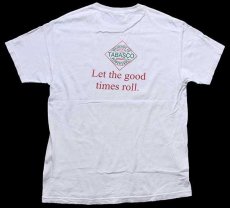 画像3: 90s USA製 TABASCO PEPPER SAUCE タバスコ ロゴ 両面プリント コットンTシャツ 白 L (3)