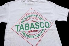 画像1: 90s USA製 TABASCO PEPPER SAUCE タバスコ ロゴ コットンTシャツ 白 S (1)