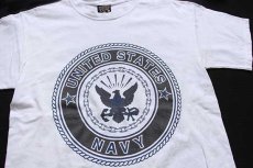 画像1: 90s USA製 U.S.NAVY OCS 両面プリント コットンTシャツ 白 M (1)