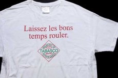 画像1: 90s USA製 TABASCO PEPPER SAUCE タバスコ ロゴ 両面プリント コットンTシャツ 白 L (1)