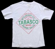 画像2: 90s USA製 TABASCO PEPPER SAUCE タバスコ ロゴ コットンTシャツ 白 S (2)