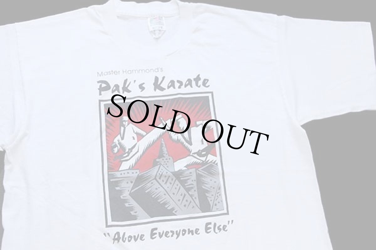 画像1: 90s USA製 Master Hammond's Pak's Karate Above everyone Else 空手 アート Tシャツ 白 L (1)