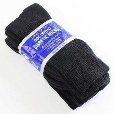 画像1: デッドストック★USA製 DIABETIC SOCKS コットン ソックス 黒 11-13 3ペア★靴下 (1)