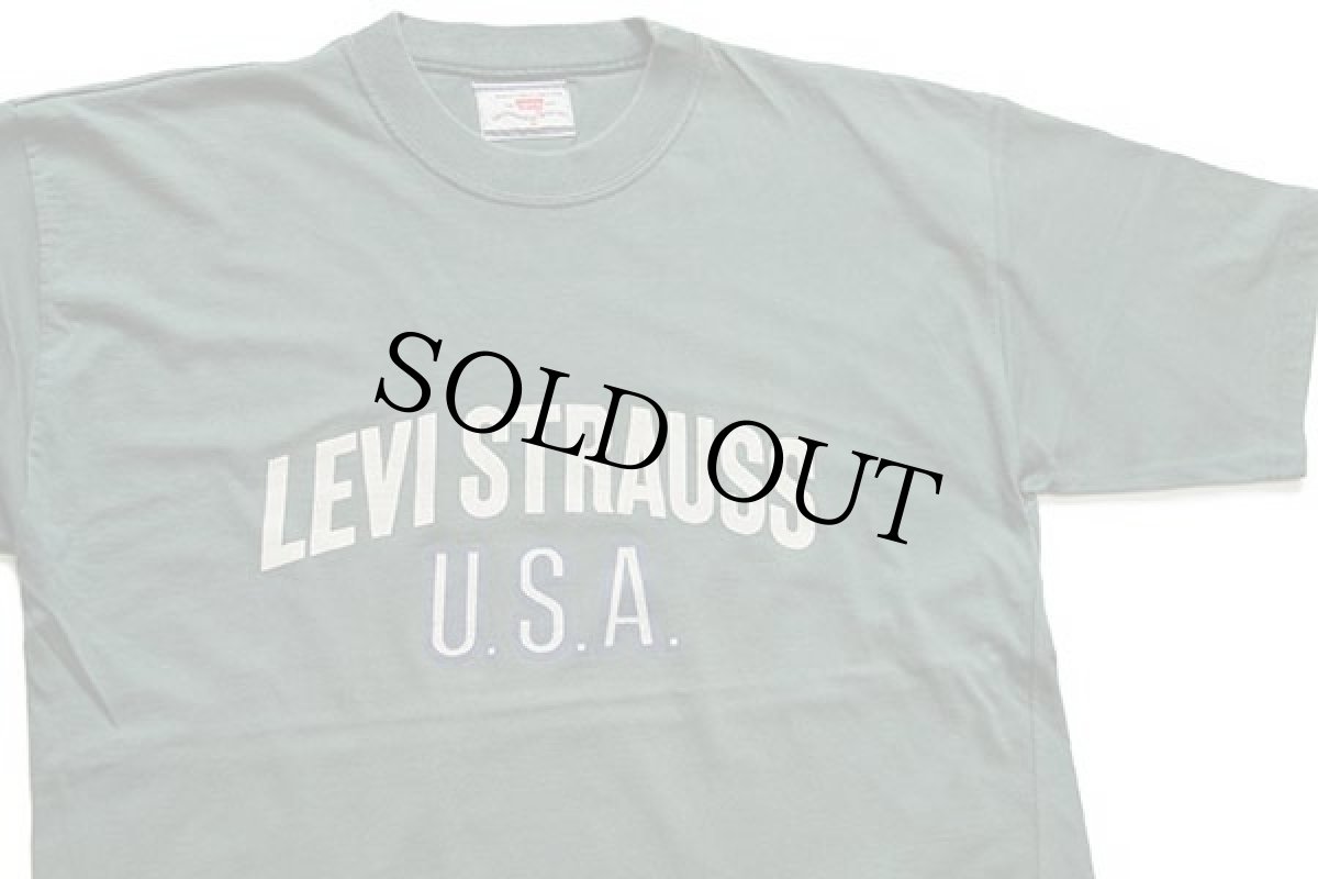 画像1: 90s ポルトガル製 Levi'sリーバイス U.S.A. ロゴ コットンTシャツ 緑 M★ユーロ (1)