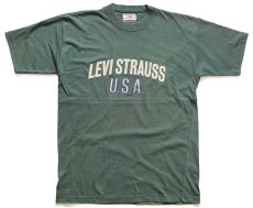 画像2: 90s ポルトガル製 Levi'sリーバイス U.S.A. ロゴ コットンTシャツ 緑 M★ユーロ (2)