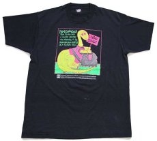 画像2: 90s USA製 DONATE BLOOD DONORSAUR 蛍光プリント Tシャツ 黒 XL (2)