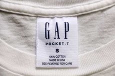 画像4: 90s USA製 GAPギャップ 無地 コットン ポケットTシャツ 白 S (4)