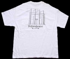 画像3: 00s Hanes BECK YVESSAINTLAURENT rive gauche 両面プリント コットン ポケットTシャツ 白 XL (3)